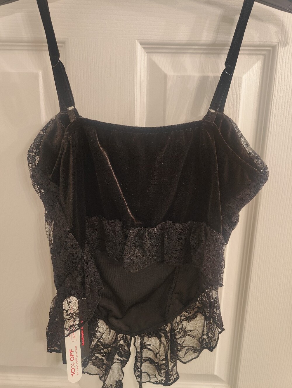 Romwe Corset Blouse Velvet, Black, XL - Picture 4 of 6